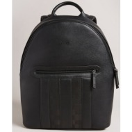 ted baker ανδρικό backpack μονόχρωμο με μοτίβο σκακιού και μεταλλικό λογότυπο `waynor` - 265724 μαύρ