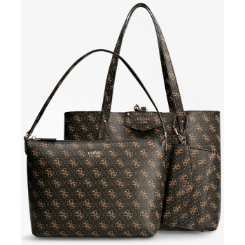 guess γυναικεία shopper bag με all-over logo print διπλής