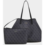 guess γυναικεία shopper bag με all-over logo print και αποσπώμενο τσαντάκι με λογότυπο `vikky` - hws