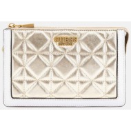 guess γυναικεία τσάντα crossbody με μεταλλιζέ όψη και καπιτονέ σχέδιο `abey` - hwqm8558730 χρυσό