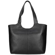 coccinelle γυναικεία τσάντα shopper μονόχρωμη με μαγνητικό κουμπί `brume` - e1qha-110101 μαύρο