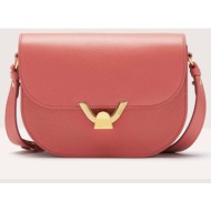 coccinelle γυναικεία τσάντα crossbody μονόχρωμη με μεταλλικό logo `dew small` - e1qtf-150301 ροζ
