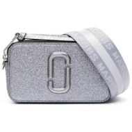 marc jacobs γυναικείο mini bag με μεταλλικό λογότυπο `the metallic glitter snapshot` - 2r3hcr080h02 