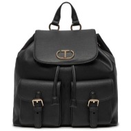 twinset γυναικείο backpack μονόχρωμο με μεταλλικό μονόγραμμα μπροστά `zaino` - 241tb7135 μαύρο