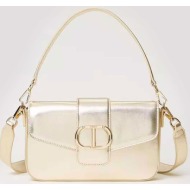 twinset γυναικείο mini bag με μεταλλικό κούμπωμα `amie` - 241tb7350 χρυσό