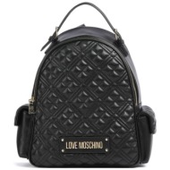 love moschino γυναικείο backpack μονόχρωμο με καπιτονέ σχέδιο και ανάγλυφο logo `quilted` - jc4015pp