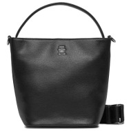 tommy hilfiger γυναικεία τσάντα bucket με μεταλλικό λογότυπο - aw0aw15706 μαύρο