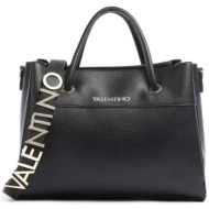 valentino γυναικεία τσάντα χειρός μονόχρωμη με μεταλλικό λογότυπο στο λουρί `alexia` - 55kvbs5a802/a