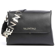 valentino γυναικεία τσάντα ώμου μονόχρωμη με μεταλλικό λογότυπο στο λουρί `alexia` - 55kvbs5a803/ale