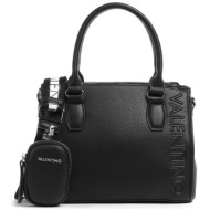 valentino γυναικεία τσάντα χειρός μονόχρωμη με ανάγλυφο logo `soho` - 55kvbs7lv02/soh μαύρο