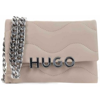 hugo boss γυναικείο clutch μονόχρωμο με μεταλλικό λογότυπο