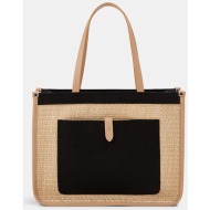 esprit γυναικεία shopper bag με πλεκτό σχέδιο - 051ea1o316 μαύρο
