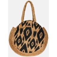 funky buddha γυναικεία ψάθινη τσάντα ώμου με γεωμετρικό pattern - fbl007-116-10 μπεζ