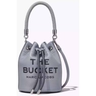 marc jacobs γυναικεία δερμάτινη bucket τσάντα με logo print `the bucket` - h652l01pf22 γκρι
