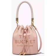 marc jacobs γυναικεία δερμάτινη bucket τσάντα με logo print `the bucket` - h652l01pf22 ροζ ανοιχτό