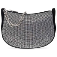 michael kors γυναικεία δερμάτινη τσάντα χειρός με all-over rhinestones `kendall` - 32h3s8nc1s μαύρο