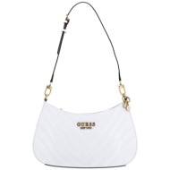 guess γυναικεία τσάντα ώμου μονόχρωμη με all-over γεωμετρικό pattern `jania` - hwga9199180 λευκό
