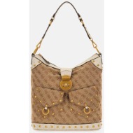guess γυναικεία τσάντα tote με all-over 4g logo print με ostrich-print λεπτομέρειες `sardinia` - hwj