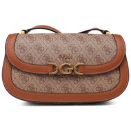 guess γυναικεία τσάντα crossbody με μεταλλική λεπτομέρεια και all-over 4g logo print `dagan` - hwsb9