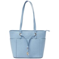 orsay γυναικεία τσάντα shopper μονόχρωμη με μεταλλική λεπτομέρεια - 905202-x16-4010 γαλάζιο