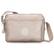 kipling γυναικεία τσάντα ώμου με διακοσμητικό μεταλλικό μπρελόκ `abanu beige` - i6831-48i