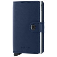 secrid unisex πορτοφόλι μονόχρωμο δερμάτινο με logo prints `miniwallet original` - m-navy μπλε σκούρ