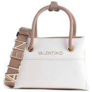 valentino γυναικεία mini τσάντα χειρός μονόχρωμη με μεταλλικό logo `alexia` - 55kvbs5a805/ale λευκό