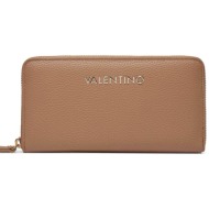 valentino γυναικείο πορτοφόλι μονόχρωμο με ανάγλυφο logo `brixton` - 55kvps7lx155/br μπεζ