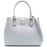 twinset γυναικεία τσάντα χειρός με μεταλλικό λογότυπο - 241tb7120 γκρι γαλάζιο