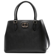 twinset γυναικεία τσάντα χειρός με μεταλλικό λογότυπο - 241tb7120 μαύρο