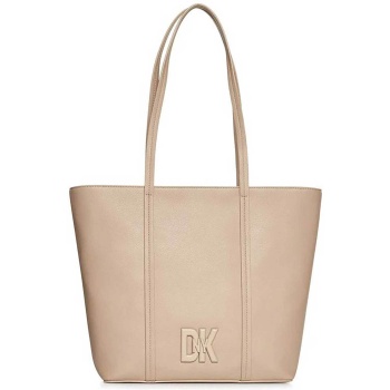 dkny γυναικεία τσάντα χειρός δερμάτινη με ανάγλυφο λογότυπο