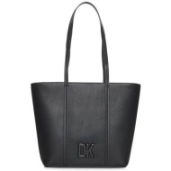dkny γυναικεία τσάντα χειρός δερμάτινη με ανάγλυφο λογότυπο - r41akc01 μαύρο