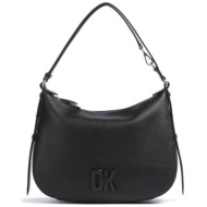 dkny γυναικεία τσάντα ώμου ton-sur-ton ανάγλυφο λογότυπο `milano` - r41ckc53 μαύρο
