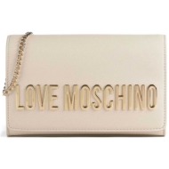 love moschino γυναικεία τσάντα crossbody μονόχρωμη με bold metallic logo `smart daily` - jc4103pp1ik