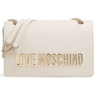 love moschino γυναικεία τσάντα ώμου μονόχρωμη με ανάγλυφο λογότυπο `bold love` - jc4192pp1ikd0 εκρού
