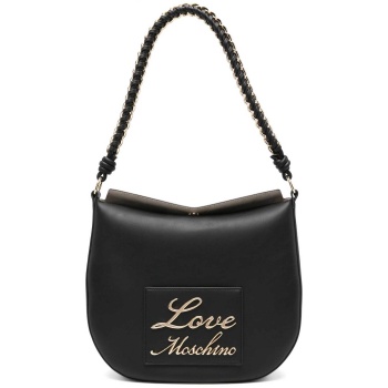 love moschino γυναικεία τσάντα χειρός μονόχρωμη με contrast
