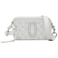 marc jacobs γυναικείο δερμάτινο mini bag με πέρλες `the pearl snapshot` - 2r3hcr008h02 λευκό