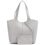 coccinelle γυναικεία τσάντα shopper μονόχρωμη με μαγνητικό κουμπί `brume` - e1qha-110101 γκρι