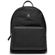tommy hilfiger γυναικείο backpack μονόχρωμο με μεταλλικό λογότυπο - aw0aw15718 μαύρο
