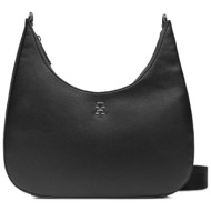 tommy hilfiger γυναικεία τσάντα crossbody hobo faux leather με μεταλλικό monogram logo - aw0aw15723 