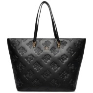 tommy hilfiger γυναικεία τσάντα tote faux leather με all-over ανάγλυφο monogram logo - aw0aw15726 μα