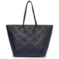 tommy hilfiger γυναικεία τσάντα tote faux leather με all-over ανάγλυφο monogram logo - aw0aw15726 σκ