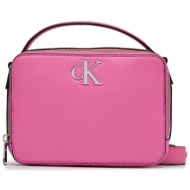 ck jeans γυναικεία crossbody τσάντα με μεταλλικό μονόγραμμα - k60k610683 ροζ