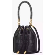 marc jacobs γυναικεία δερμάτινη bucket τσάντα με logo print `the mini bucket` - 2s3hcr058h03 μαύρο