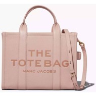 marc jacobs γυναικεία δερμάτινη τσάντα χειρός με logo print `the medium tote` - h004l01pf21 ροζ ανοι