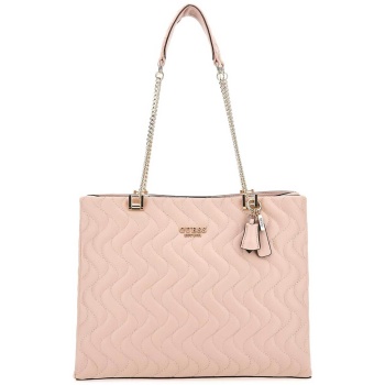 guess γυναικεία shopper bag μονόχρωμη με καπιτονέ σχέδιο