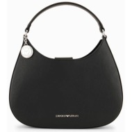 emporio armani γυναικεία hobo bag μονόχρωμη με contrast ανάγλυφο λογότυπο - y3e225ywe9e μαύρο