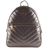 guess γυναικείο backpack μονόχρωμο με all-over γεωμετρικό pattern και μεταλλικό logo `vikky` - hwgs6