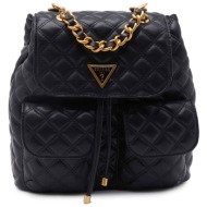 guess γυναικείο backpack μονόχρωμο με all-over γεωμετρικό σχέδιο `giully` - hwqa8748330 μαύρο