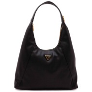 guess γυναικεία τσάντα ώμου μονόχρωμη με αποσπώμενο μπρελόκ `laryn` - hwba9196030 μαύρο
